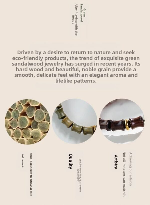 Ebony bamboo bracelet, rising step by step, luminous stone running ring, Chinese exquisite bracelet, green sandalwood rosewood bracelet