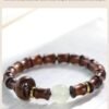 Ebony bamboo bracelet, rising step by step, luminous stone running ring, Chinese exquisite bracelet, green sandalwood rosewood bracelet