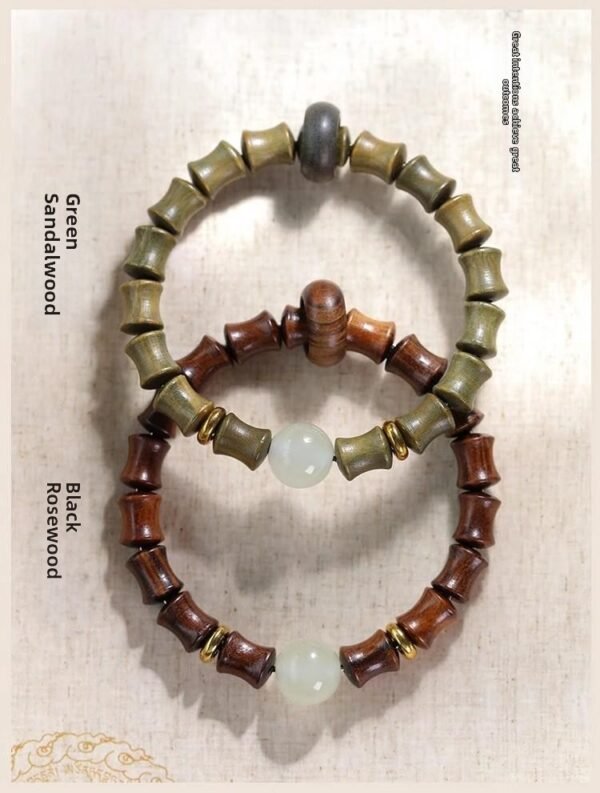 Ebony bamboo bracelet, rising step by step, luminous stone running ring, Chinese exquisite bracelet, green sandalwood rosewood bracelet