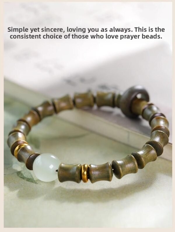 Ebony bamboo bracelet, rising step by step, luminous stone running ring, Chinese exquisite bracelet, green sandalwood rosewood bracelet