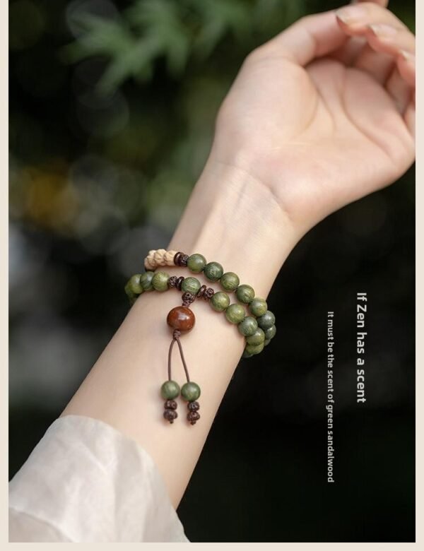 Green sandalwood bracelet wooden bracelet passion fruit seed double circle play Chinese style couple Zen fashion jewelry bracelet