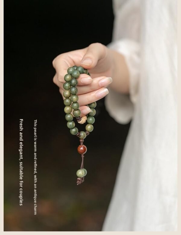 Green sandalwood bracelet wooden bracelet passion fruit seed double circle play Chinese style couple Zen fashion jewelry bracelet