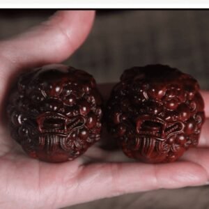 Rosewood carved Pixiu hand-held piece handball solid wood health ball solid wood carved handicraft ornaments portable