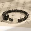 Ebony bamboo bracelet, rising step by step, luminous stone running ring, Chinese exquisite bracelet, green sandalwood rosewood bracelet