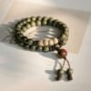 Green sandalwood bracelet wooden bracelet passion fruit seed double circle play Chinese style couple Zen fashion jewelry bracelet