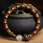 Ebony bamboo bracelet, rising step by step, luminous stone running ring, Chinese exquisite bracelet, green sandalwood rosewood bracelet