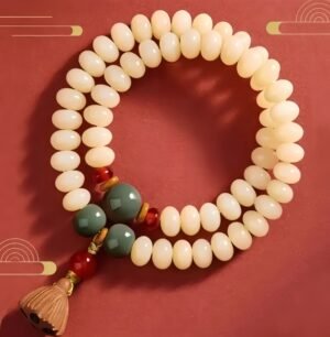 Creamy yellow Bodhi root double circle bracelet hand-held twist beads hand-held multi-circle bracelet men's and women's play beads string real Bodhi seeds