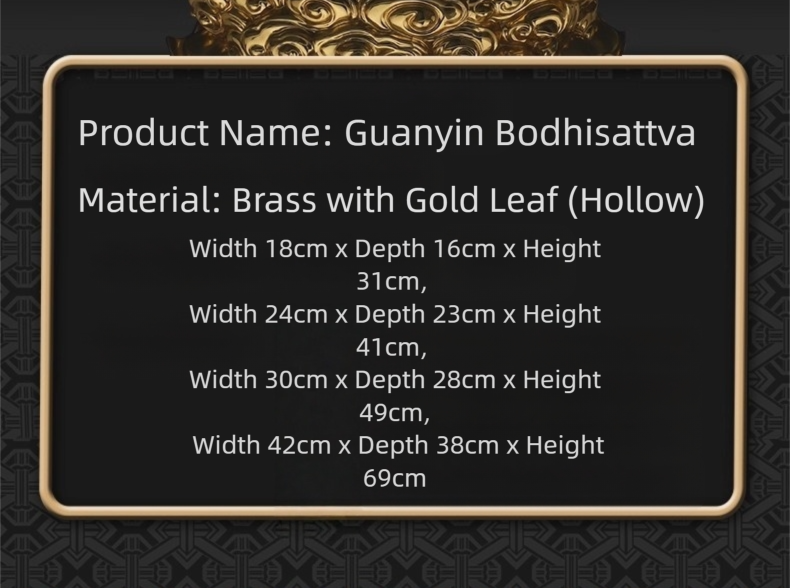 Gold-plated Guanyin statue, bronze Bodhisattva sculpture, Buddhist altar statue, Guanyin Bodhisattva statue, meditation decor, compassion Bodhisattva, handcrafted Buddhist art, gold-plated bronze sculpture, spiritual devotion statue, home temple altar, Asian religious art, anti-tarnish statue, sacred gift idea, traditional Buddhist iconography, serene meditation statue, luxury spiritual decor, enlightenment symbolism, cultural art collection, divine compassion statue, artisan-crafted Bodhisattva.