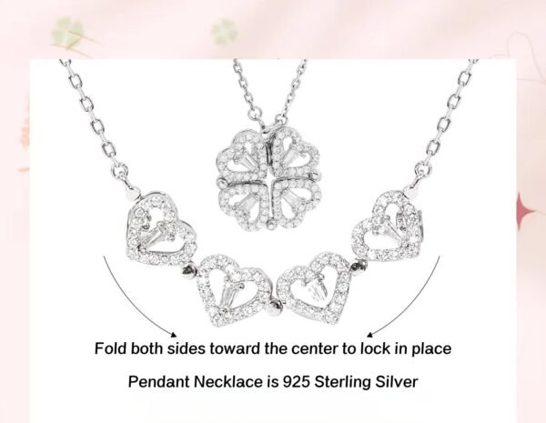925 silver four-leaf clover necklace, gift set for her, anniversary gift jewelry, birthday gift for girlfriend, symbolic pendant necklace, sterling silver clover necklace, elegant gift box set, hypoallergenic silver jewelry, luck and love necklace, holiday celebration gift, romantic jewelry gift, adjustable chain necklace, tarnish-resistant silver, meaningful jewelry set, Valentine's Day gift, wife appreciation gift, minimalist clover pendant, affordable luxury jewelry, engraved 925 silver, ready-to-gift necklace set.