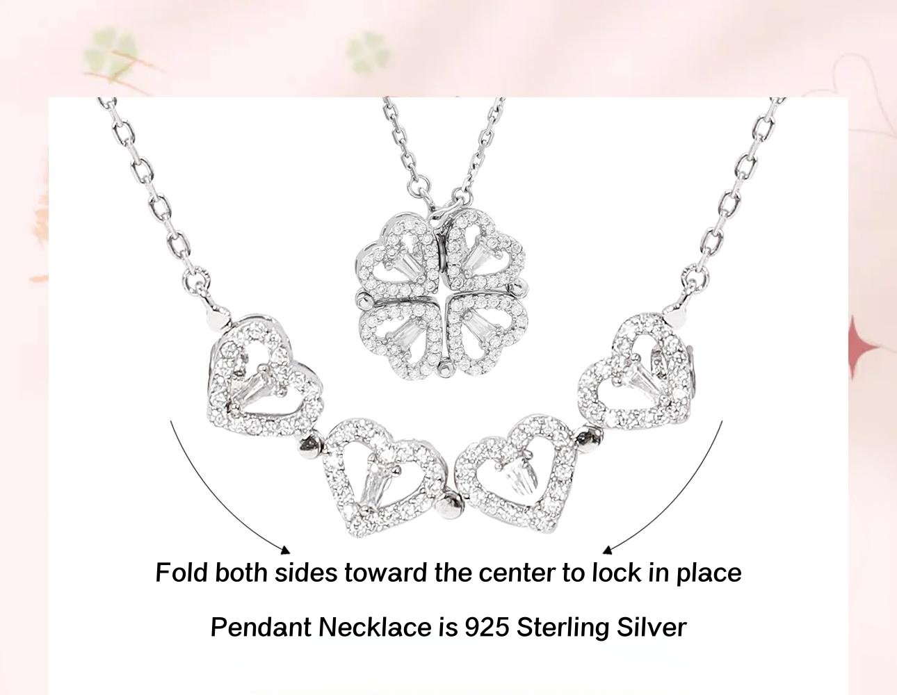 925 silver four-leaf clover necklace, gift set for her, anniversary gift jewelry, birthday gift for girlfriend, symbolic pendant necklace, sterling silver clover necklace, elegant gift box set, hypoallergenic silver jewelry, luck and love necklace, holiday celebration gift, romantic jewelry gift, adjustable chain necklace, tarnish-resistant silver, meaningful jewelry set, Valentine's Day gift, wife appreciation gift, minimalist clover pendant, affordable luxury jewelry, engraved 925 silver, ready-to-gift necklace set.