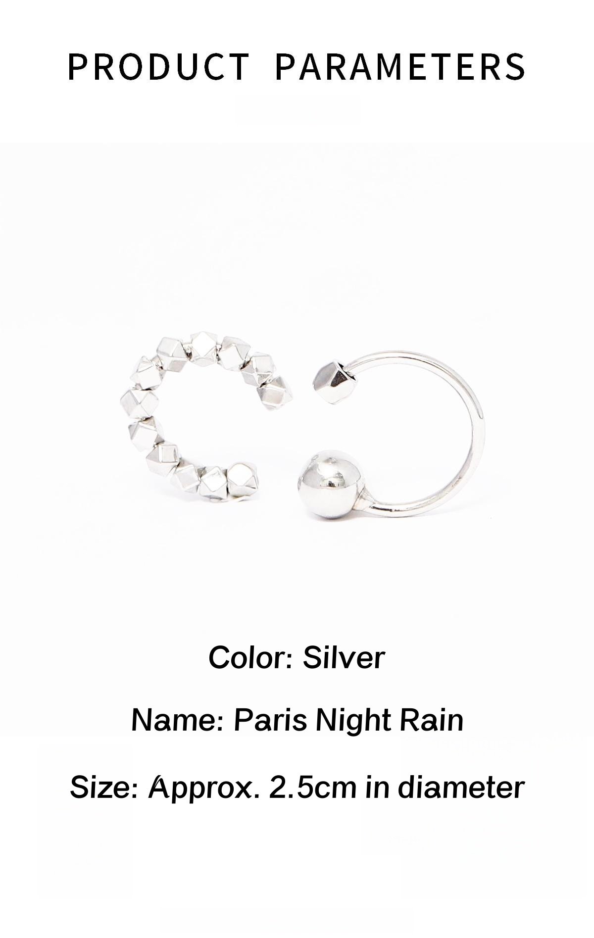 Non-piercing ear cuff, Paris night rain ear jewelry, minimalist copper alloy ear clip, cool-toned silver ear cuff, light luxury ear accessories, adjustable ear cuff, hypoallergenic ear jewelry, architectural ear cuff design, Paris-inspired jewelry, versatile ear cuff, day to night earwear, sensitive ears safe, trendy ear cuff, elegant ear clip, gift for minimalist lovers, silver plated ear cuff, pain-free ear accessory, sophisticated ear jewelry, modern ear cuff design, affordable luxury ear piece.
