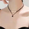 black-minimalist-double-layer-geometric-necklace
