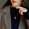 Titanium steel hollow Fu necklace, Chinese style wealth necklace, anti-tarnish collarbone chain, adjustable 40+5cm jewelry, traditional pendant necklace, women's fashion accessory, good luck symbol, hypoallergenic jewelry, sustainable materials, affordable luxury, artisan crafted, positive energy accessory, modern feminine style, special occasion gift, cultural inspired design.