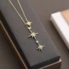 Titanium steel eight-pointed star necklace, snowflake crystal pendant, adjustable tassel collarbone chain, fade-proof women’s jewelry, JIN BAI ZHENG brand, hypoallergenic necklace, light luxury accessory, celestial-inspired design, versatile daily wear, holiday gift idea, sustainable materials, affordable elegance, artisan crafted, positive energy jewelry, modern feminine style, special occasion necklace, winter-themed jewelry, holistic wellness accessory, elegant packaging.