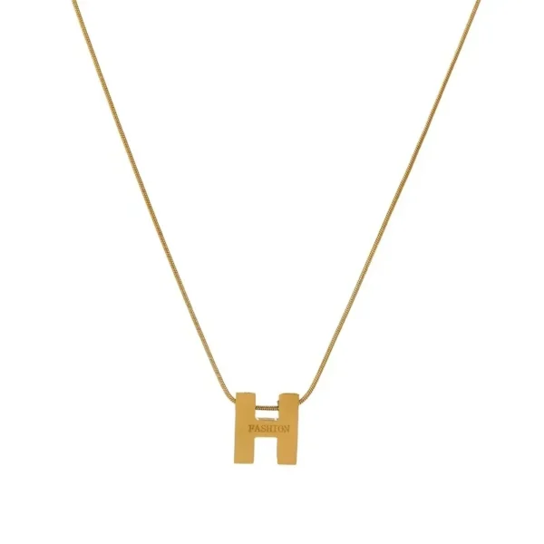 Titanium steel initial necklace, "H" letter pendant jewelry, fade-proof minimalist chain, adjustable collarbone necklace, light luxury women's accessory, small-batch jewelry, hypoallergenic necklace, versatile daily wear, personalized gift idea, sustainable materials, affordable luxury, artisan crafted, modern feminine style, positive energy accessory, cultural inspired design, special occasion gift, holistic wellness jewelry, elegant packaging, trendy fashion accessory, durable titanium jewelry.