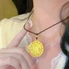 copper-alloy necklace, gold-toned pendant, eight-treasure lotus compass necklace, JIN BAI ZHENG brand, cultural gift for friends, adjustable 60cm chain, symbolic jewelry, fade-proof necklace, hypoallergenic necklace, elegant gift idea, traditional modern fusion, sustainable materials, affordable luxury, artisan crafted, positive energy accessory, holistic wellness jewelry, special occasion gift, fashion accessory, mystical design, meaningful present.