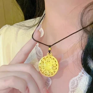 copper-alloy necklace, gold-toned pendant, eight-treasure lotus compass necklace, JIN BAI ZHENG brand, cultural gift for friends, adjustable 60cm chain, symbolic jewelry, fade-proof necklace, hypoallergenic necklace, elegant gift idea, traditional modern fusion, sustainable materials, affordable luxury, artisan crafted, positive energy accessory, holistic wellness jewelry, special occasion gift, fashion accessory, mystical design, meaningful present.