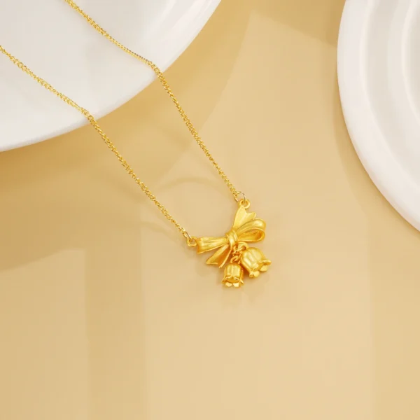 Copper alloy necklace, non-fading lock-neck chain, bellflower butterfly knot jewelry, ins-style trendy necklace, luxury collarbone chain, ethereal fairy-like accessory, adjustable chain necklace, hypoallergenic women's jewelry, lightweight daily wear, fashionable gift idea, sustainable materials, affordable luxury, artisan crafted, positive energy accessory, modern feminine style, cultural inspired design, holistic wellness jewelry, special occasion gift, versatile jewelry, Instagram