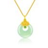 Lucky Coin Necklace with Green Jade on white background
