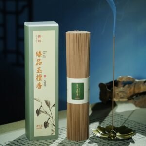 Premium Jade Sandalwood Incense 200g - Natural Incense Sticks for Meditation & Relaxation with Golden Lotus Holder