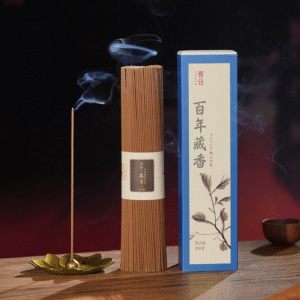 Century-Old Tibetan Incense Sticks with golden lotus holder