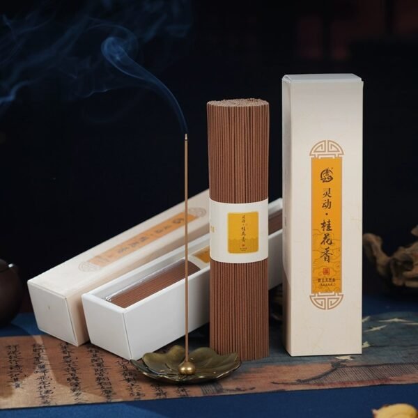 Lingdong Osmanthus Incense Sticks with golden lotus holder