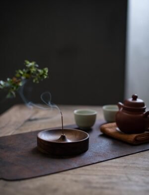 Black Walnut Wood Incense Holder Tray on tea table