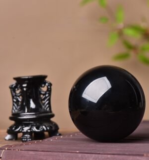 Natural Obsidian Ornament Ball with wooden base