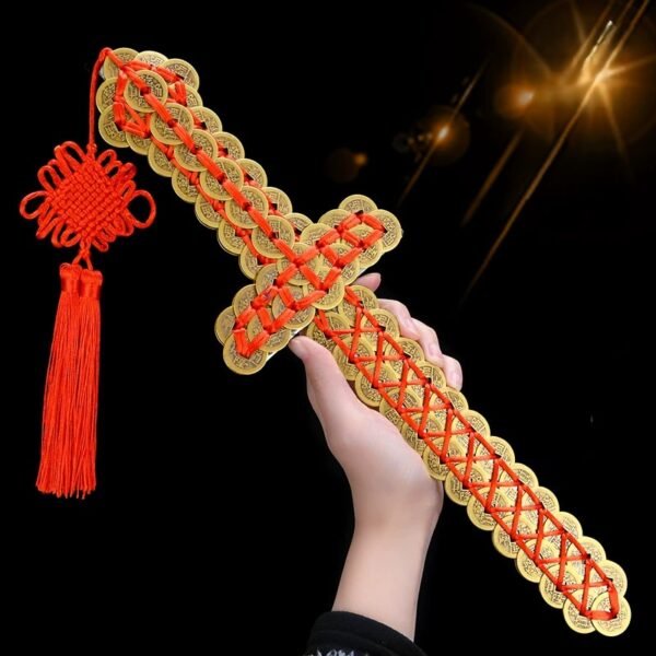 Decorative Feng Shui protection charm with red rope weaving