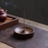 Black Walnut Wood Incense Holder Tray on tea table