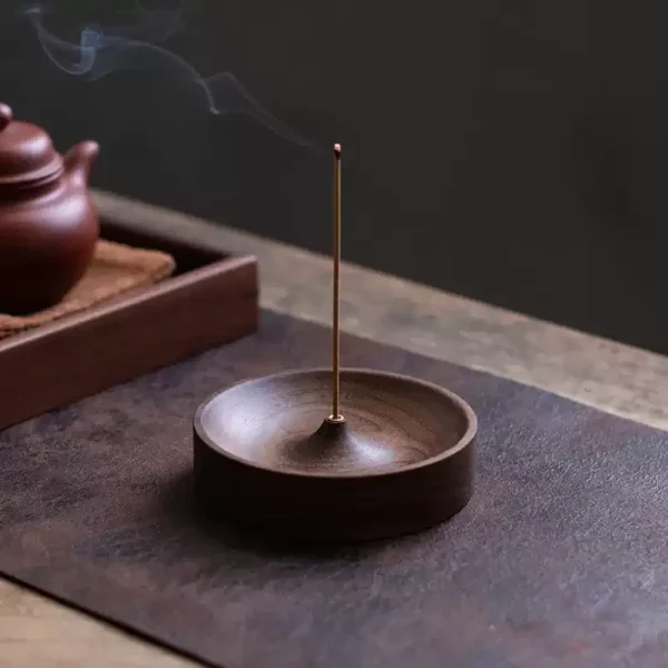 Black Walnut Wood Incense Holder Tray on tea table