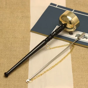 Buddhist ritual set with incense burner and singing bowl