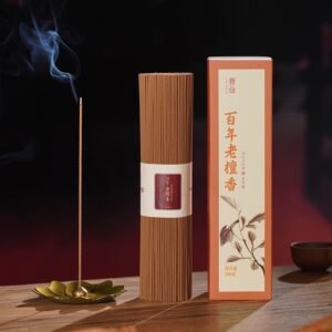 Puyuan Century-Old Sandalwood Incense with golden lotus holder