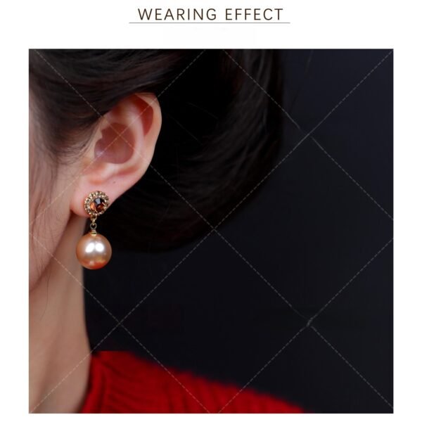 Qintang copper alloy earrings, light luxury floral earrings, crystal and pearl jewelry, versatile elegant earrings, brown crystal accents, hypoallergenic pearl earrings, gold-toned fashion accessories, gift for her, daily wear elegance, formal occasion earrings, affordable luxury jewelry, classic modern design, secure clutch earrings, tarnish-resistant earrings, sophisticated women's accessories, floral-inspired jewelry, pearl pendant earrings, wardrobe staple earrings, romantic style earrings, crystal-inlaid design.