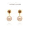 Qintang copper alloy earrings, light luxury floral earrings, crystal and pearl jewelry, versatile elegant earrings, brown crystal accents, hypoallergenic pearl earrings, gold-toned fashion accessories, gift for her, daily wear elegance, formal occasion earrings, affordable luxury jewelry, classic modern design, secure clutch earrings, tarnish-resistant earrings, sophisticated women's accessories, floral-inspired jewelry, pearl pendant earrings, wardrobe staple earrings, romantic style earrings, crystal-inlaid design.