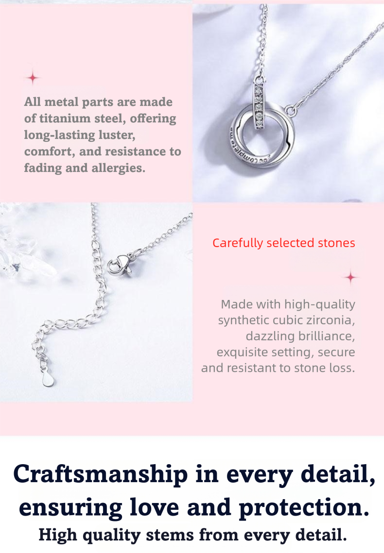 Titanium steel Mobius ring necklace, minimalist collarbone chain, light luxury jewelry, eternal love symbol necklace, eagle detail accessory, hypoallergenic titanium necklace, adjustable length chain, tarnish-resistant necklace, romantic gift idea, modern minimalist design, artisan craftsmanship, everyday elegance necklace, symbolic jewelry for women, affordable luxury accessory, sleek silver necklace, versatile layering piece, meaningful gift for her, sustainable materials, night-out accessory, emotional connection jewelry.