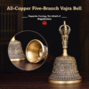 Copper Vajra Bell with five branches and carvings