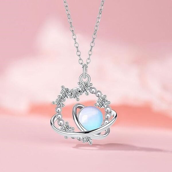 Titanium steel galaxy necklace, women's celestial jewelry, light luxury collarbone chain, cubic zirconia pendant, white gold finish necklace, minimalist fashion accessory, hypoallergenic necklace, niche design jewelry, adjustable chain necklace, gift for her, sustainable materials, affordable luxury, artisan crafted, positive energy jewelry, cosmic inspiration, versatile daily wear, elegant gift idea, JUSONG KLEIN brand, modern minimalist style.