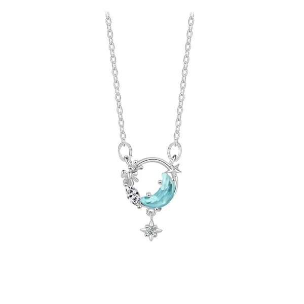 Titanium steel star-moon necklace, JUSONG KLEIN jewelry, minimalist collarbone chain, light luxury necklace for women, adjustable chain necklace, cubic zirconia accents, fairy-like elegance, hypoallergenic necklace, tarnish-resistant accessory, silver tone jewelry, delicate pendant design, versatile daily wear, romantic gift idea, sustainable materials, artisan crafted, positive energy accessory, cultural inspired design, holistic wellness jewelry, affordable luxury, niche fashion jewelry, celestial symbolism.