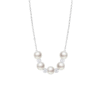 Titanium steel imitation pearl necklace, 5-pearl collarbone chain, light luxury jewelry for women, minimalist necklace with crystals, adjustable chain necklace, white gold-toned accessory, hypoallergenic fashion jewelry, niche design necklace, elegant everyday wear, sustainable materials, affordable luxury, crystal-accented pendant, versatile daily necklace, gift for her, modern minimalist style, artisan crafted, positive energy accessory, cultural inspired design, holistic wellness jewelry, timeless charm necklace.