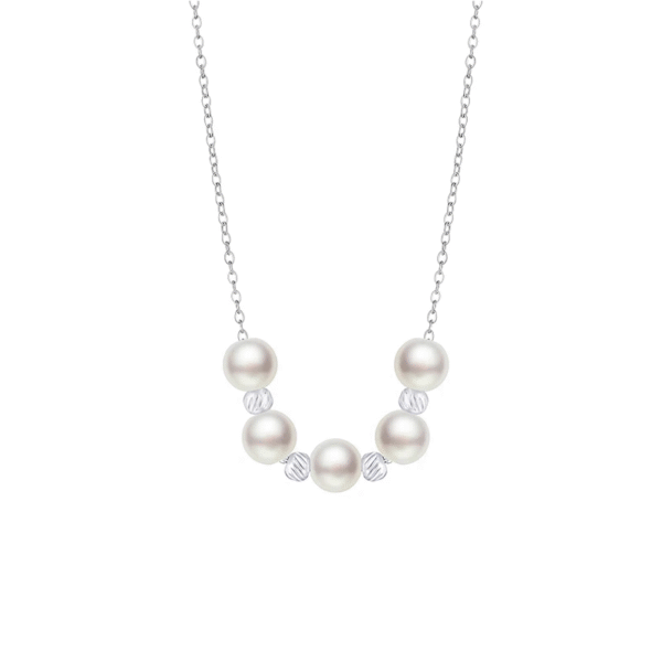 Titanium steel imitation pearl necklace, 5-pearl collarbone chain, light luxury jewelry for women, minimalist necklace with crystals, adjustable chain necklace, white gold-toned accessory, hypoallergenic fashion jewelry, niche design necklace, elegant everyday wear, sustainable materials, affordable luxury, crystal-accented pendant, versatile daily necklace, gift for her, modern minimalist style, artisan crafted, positive energy accessory, cultural inspired design, holistic wellness jewelry, timeless charm necklace.