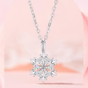 Winter snowflake necklace, titanium steel collarbone chain, cubic zirconia pendant, light luxury jewelry for women, hypoallergenic necklace, adjustable chain necklace, white gold electroplated jewelry, minimalist winter accessory, holiday gift idea, JUSONG KLEIN brand, sustainable fashion, artisan crafted, versatile daily wear, symbolic snowflake design, affordable luxury, elegant gift for her, modern minimalist style, seasonal jewelry, positive energy accessory, cultural inspired design.