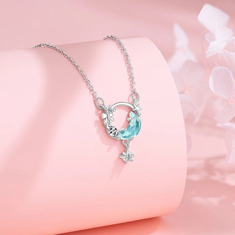 Titanium steel star-moon necklace, JUSONG KLEIN jewelry, minimalist collarbone chain, light luxury necklace for women, adjustable chain necklace, cubic zirconia accents, fairy-like elegance, hypoallergenic necklace, tarnish-resistant accessory, silver tone jewelry, delicate pendant design, versatile daily wear, romantic gift idea, sustainable materials, artisan crafted, positive energy accessory, cultural inspired design, holistic wellness jewelry, affordable luxury, niche fashion jewelry, celestial symbolism.