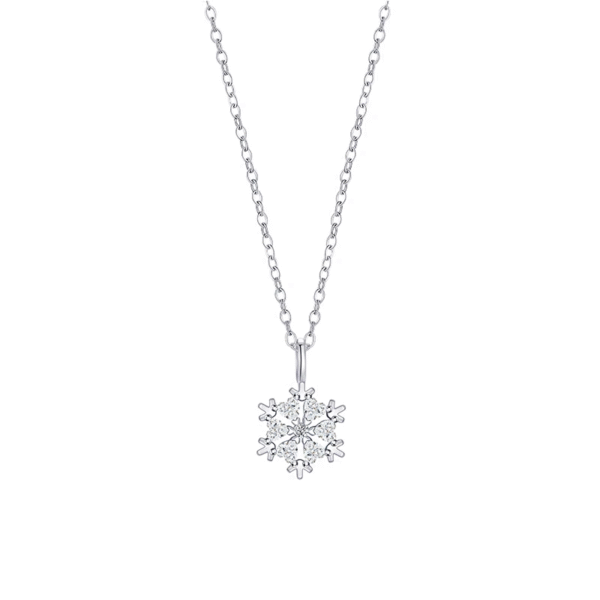 Winter snowflake necklace, titanium steel collarbone chain, cubic zirconia pendant, light luxury jewelry for women, hypoallergenic necklace, adjustable chain necklace, white gold electroplated jewelry, minimalist winter accessory, holiday gift idea, JUSONG KLEIN brand, sustainable fashion, artisan crafted, versatile daily wear, symbolic snowflake design, affordable luxury, elegant gift for her, modern minimalist style, seasonal jewelry, positive energy accessory, cultural inspired design.