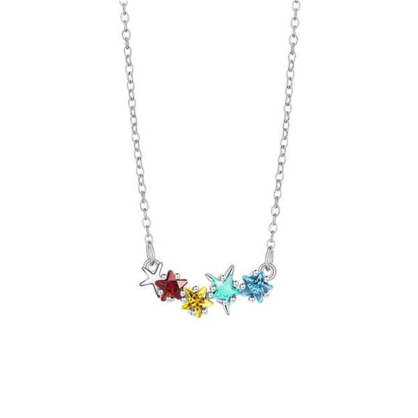 Titanium steel starfish necklace, summer island series jewelry, multi-color starfish pendant, adjustable collarbone chain, synthetic cubic zirconia accents, light luxury women's necklace, JUSONG KLEIN brand, hypoallergenic fashion jewelry, vacation-ready accessory, beach wedding gift, sustainable materials, artisan crafted, versatile daily wear, playful summer necklace, elegant gift idea, modern minimalist style, positive energy accessory, coastal inspired design, holistic wellness jewelry, special occasion gift.