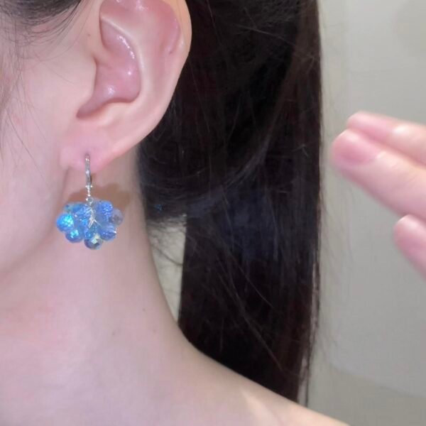 Ice-blue earrings, light luxury earrings, fashionable earrings, versatile earrings, advanced design earrings, elegant earrings, sparkling crystal earrings, hypoallergenic earrings, flower-shaped earrings, silver-toned earrings, daily wear earrings, special occasion earrings, modern jewelry, luxury fashion accessories, affordable luxury earrings, gift for her, trendy earrings, sophisticated ear accessories,百搭 earrings,气质 jewelry.