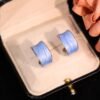 Blue ribbon earrings, copper alloy earrings with enamel, light luxury jewelry, unique blue earrings, versatile fashion earrings, hypoallergenic ear accessories, minimalist elegant earrings, niche design earrings, artistic jewelry, blue accent earrings, trendy earrings, gift for her, everyday luxury earrings, secure clutch earrings, vibrant color earrings, modern design earrings, affordable luxury, sensitive ears safe, stylish ear accessories, casual and formal earrings.