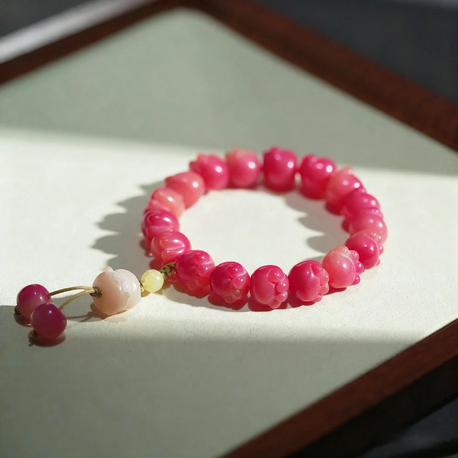 Complete Pink Cat Paw Bodhi Bracelet with All Charms and Beads
