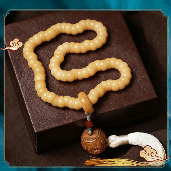 Chinese Retro Style Bodhi Bracelet with Wooden Sachet on Leather Box