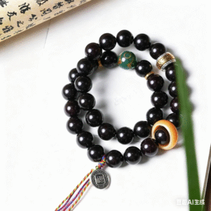 Purple Gold Bodhi Bracelet with Tassel on White Background